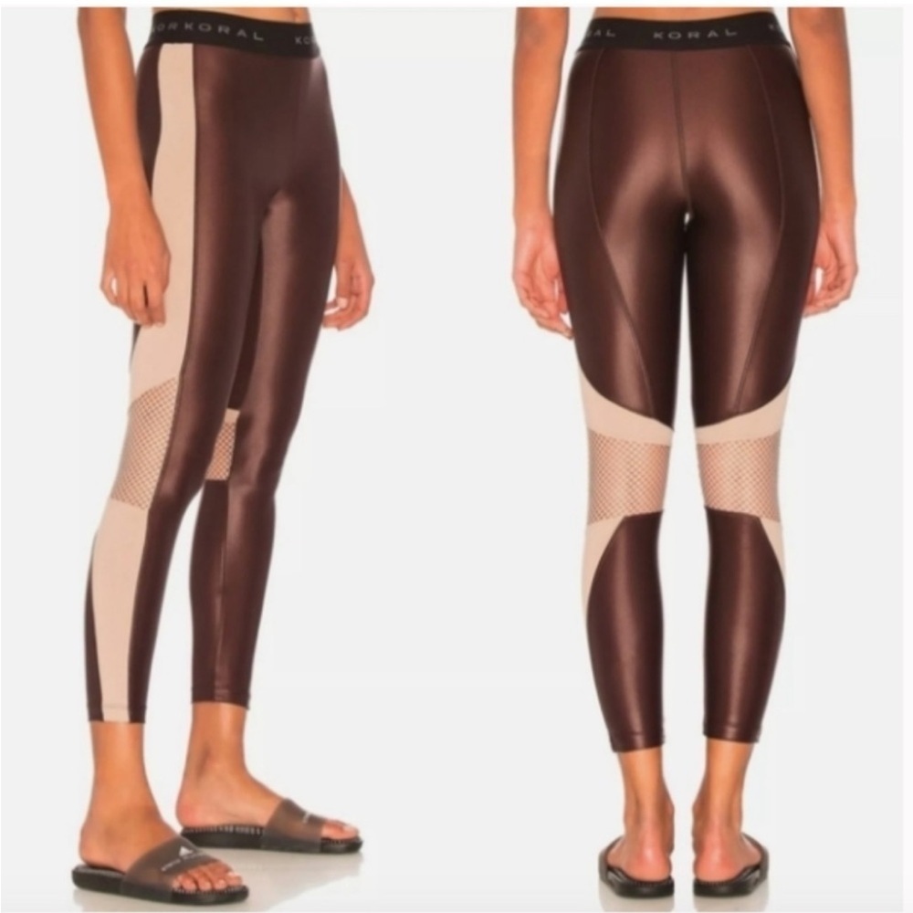 Koral Emblem High Rise Cropped Shine Bronze Leggings